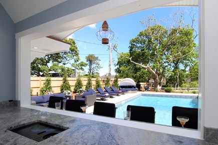 Dennis Cape Cod vacation rental - View to pool from cabana bar