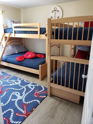 Harwich Cape Cod vacation rental - Bedroom2: Twin on twin and Twin over full bunk room with smart tv