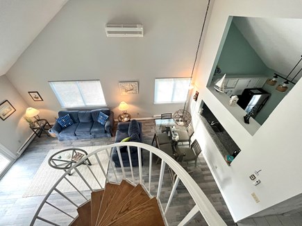 Brewster, Ocean Edge Cape Cod vacation rental - View of living and dining area from loft.