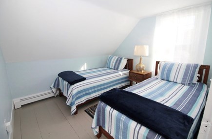 Wellfleet Village Cape Cod vacation rental - Second floor bedroom in front of house with two twin beds