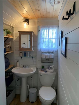 Dennis  Cape Cod vacation rental - Bathroom with of storage shelves Large indoor/outdoor shower