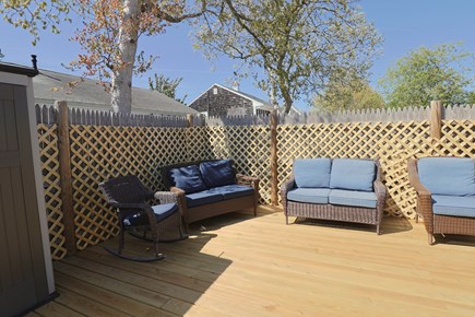 Dennis Port Cape Cod vacation rental - Deck area in rear. Plus storage shed & outdoor shower!
