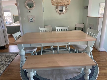 South Dennis Cape Cod vacation rental - Dining area with new Maine Cottage Dining table and bench