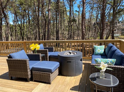 Wellfleet Cape Cod vacation rental - Private deck with gas fire put to enjoy warm summer evenings