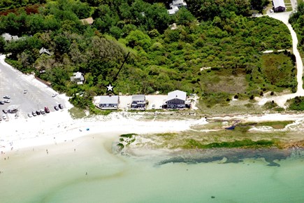 Orleans, Skaket Beach Front Cape Cod vacation rental - Aerial shot from above. House is first one in from parking lot
