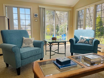 Chatham Cape Cod vacation rental - Sunroom facing patio/firepit & upper lawn.