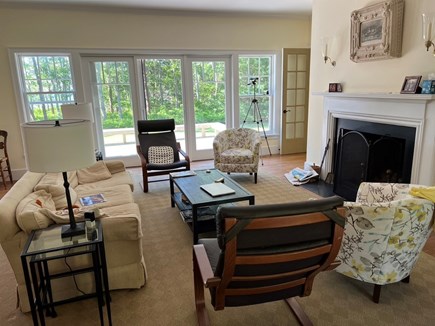 Cotuit Cape Cod vacation rental - Living room with wood burning fireplace.