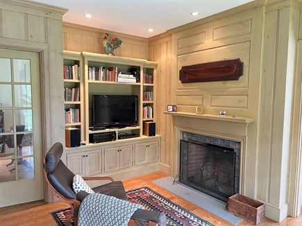 Cotuit Cape Cod vacation rental - Den with wood burning fireplace.