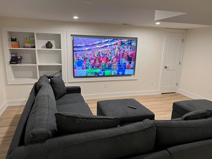 Wellfleet, Indian Neck Cape Cod vacation rental - Entertainment room with massive TV and couch