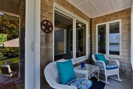 Centerville, Wequaquet Lake Waterfront Cape Cod vacation rental - Farmers porch for morning coffee or evening nightcap.