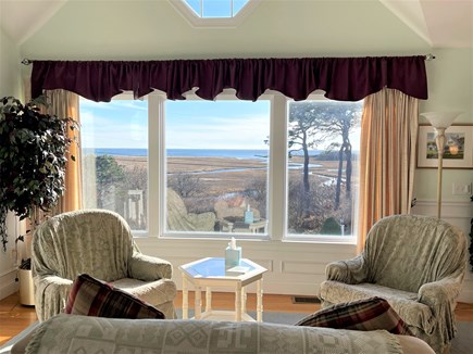Harwich, Red River beach Cape Cod vacation rental - Living room and beautiful views of marshland and Ocean