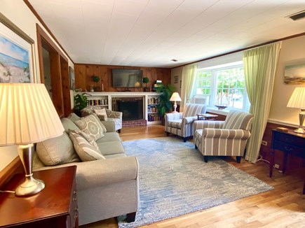 Dennisport Cape Cod vacation rental - Living Room, Fireplace, Flat Screen TV