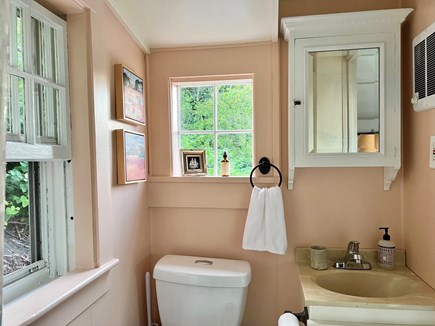Provincetown West End Cape Cod vacation rental - Freshly painted bathroom with vintage details.