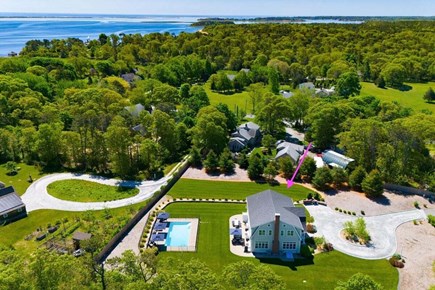 South Orleans Cape Cod vacation rental - Aerial view of the home in proximity of Little Pleasant Bay