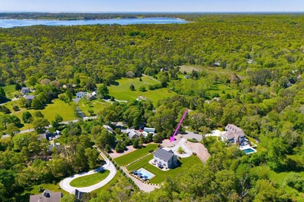 South Orleans Cape Cod vacation rental - Aerial view of the home in proximity of Little Pleasant Bay