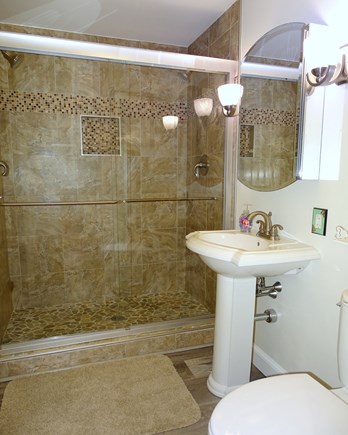 Provincetown Cape Cod vacation rental - Double shower head marble bathroom
