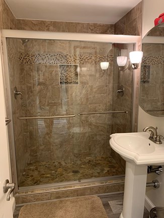 Provincetown Cape Cod vacation rental - Bathroom. Double shower head marble bathroom.