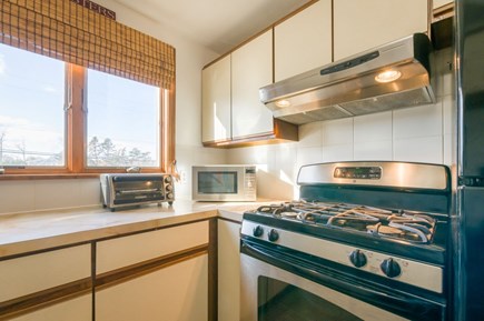 Sandwich Cape Cod vacation rental - Kitchen with toaster oven and gas stove- 72 Town Neck Road Town Neck Beach Escape