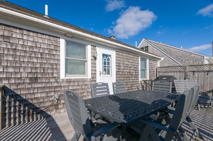 Sandwich Cape Cod vacation rental - Outdoor dining area on upper deck- 72 Town Neck Road Town Neck Beach Escape