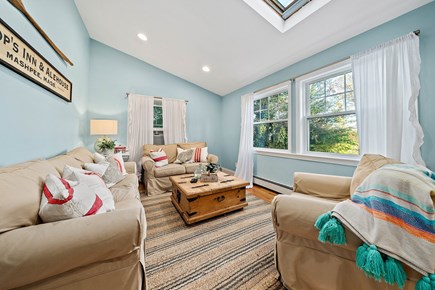 Mashpee Cape Cod vacation rental - Living room has a sleep sofa, smart tv and is bright and cozy