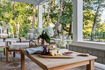 Osterville Cape Cod vacation rental - Farmers porch with seating for nine