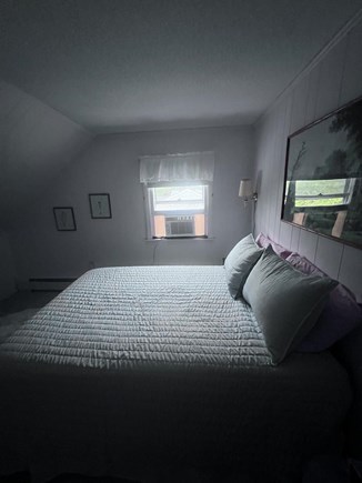 Falmouth Cape Cod vacation rental - Upstairs double bed, with window AC. <br/>(apologies for dark photo)