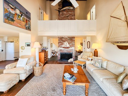 Mashpee Cape Cod vacation rental - Living room with balcony