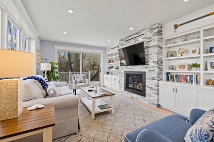 West Falmouth Cape Cod vacation rental - Living Room with gas fireplace