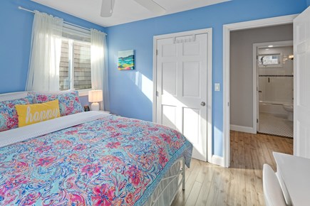 Plymouth, Ocean's Edge Oasis MA vacation rental - Main floor queen bedroom with bright decor.
