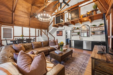 Chatham Cape Cod vacation rental - The barn with a huge leather sectional.   65 Inch TV