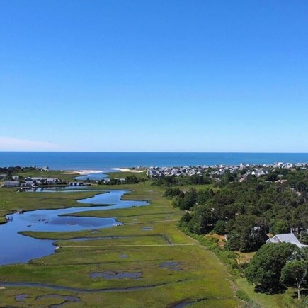 West Dennis Cape Cod vacation rental - Aerial view from our yard of the Swan River to Nantucket Sound