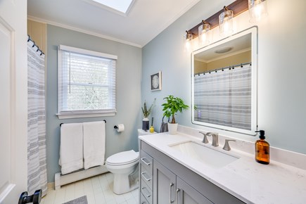 Centerville Cape Cod vacation rental - Primary bath with heated mirror