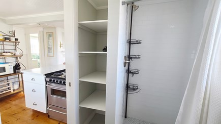 Truro Cape Cod vacation rental - Bathroom with shower off kitchen