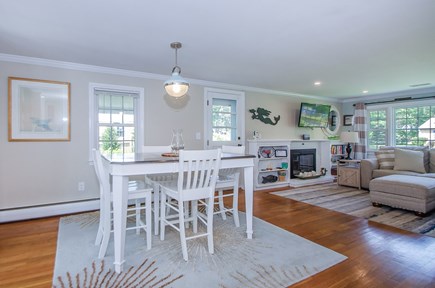 West Dennis Cape Cod vacation rental - Living room and dining room