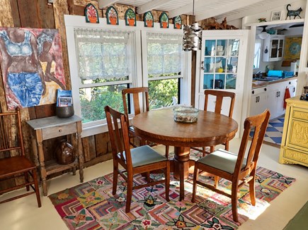 North Eastham Cape Cod vacation rental - The dining room table has 2 sleeves to accommodate 6 people.