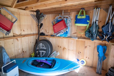 South Dennis Cape Cod vacation rental - SHED WITH CHAIRS, KAYAK, COOLERS ETC.