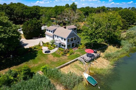 Sandwich Cape Cod vacation rental - Aerial view of home with dock- perfect for kayaking & exploring