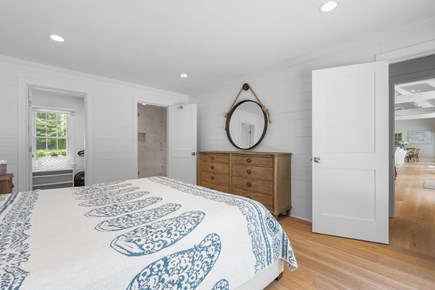 Centerville Cape Cod vacation rental - Bedroom 1: King Bed w/ ensuite bathroom- Exit the door and find the stair to you left to take you up to the office