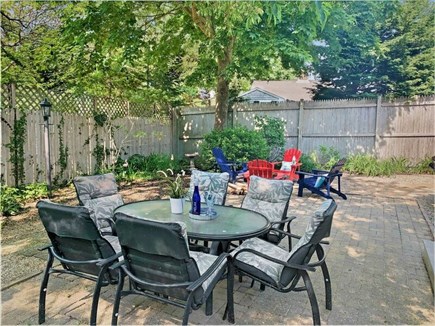 Hyannis Cape Cod vacation rental - Outdoor dining in the backyard