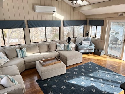East Falmouth Cape Cod vacation rental - Large Family Room with TV, Surrounded by windows on 3 sides