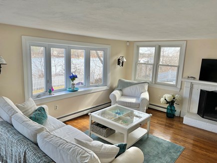 East Falmouth Cape Cod vacation rental - Living Room with TV & Fireplace