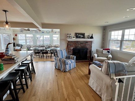 Dennis Village Cape Cod vacation rental - Open floor plan upstairs Kitchen, living room, dining room