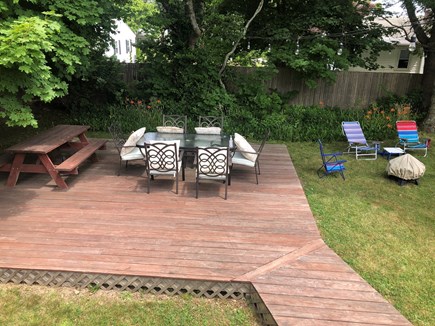 Falmouth, Teaticket Cape Cod vacation rental - Yard and deck area, picnic table and grill, patio seating for 10+