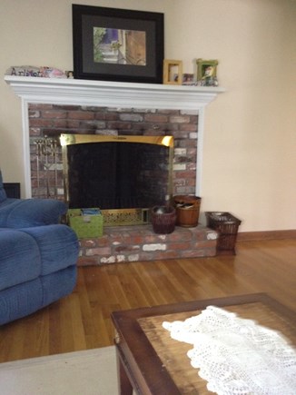 Dennis Cape Cod vacation rental - Fireplace. with TV, and celling fan