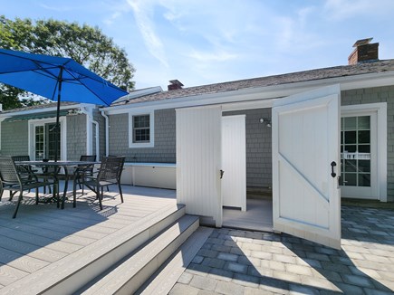 Osterville Cape Cod vacation rental - Outdoor shower with partitioned changing area