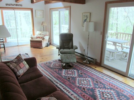 Wellfleet Cape Cod vacation rental - Living Room to Sliders to Deck