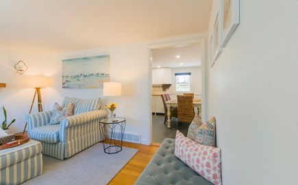 Sandwich Cape Cod vacation rental - Living room leads into the kitchen.