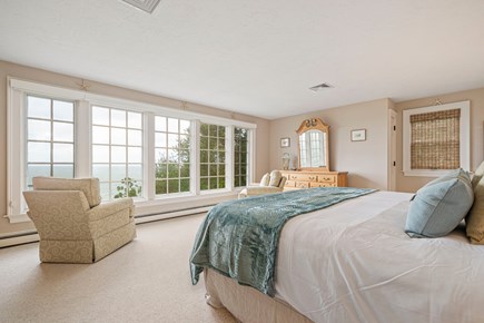 Plymouth MA vacation rental - Primary Bedroom: King Bed & Double-Vanity Bath with Ocean View