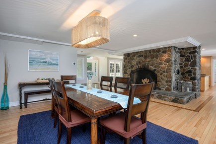 Centerville Cape Cod vacation rental - Dining area with center stone hearth