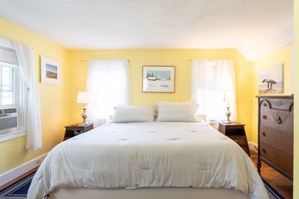 Brewster Cape Cod vacation rental - The main bedroom on the first floor, en suite with a tub.